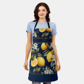 Marine Mediterraanse citroenen en bloemen Schort (Gedragen)