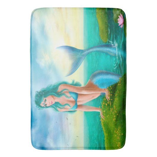 Marine Mermaid Fantasy Bath Mat (Voorkant Verticaal)