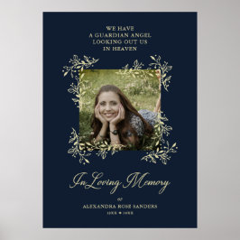 Marine met de hand geschreven chic bloemrijke rouw poster