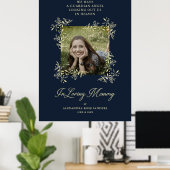 Marine met de hand geschreven chic bloemrijke rouw poster (Thuiskantoor)