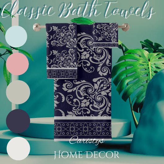 Marine met grijze bloeit handdoek