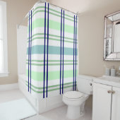 Marine met lichtblauw & groen geruite douchegordij douchegordijn (In situ)