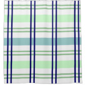 Marine met lichtblauw & groen geruite douchegordij douchegordijn (Voorkant)
