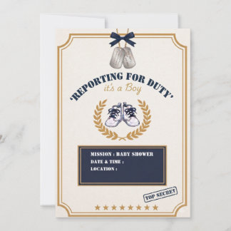 Marine Militair Jongens Baby Shower Uitnodiging