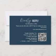 Marine Minimalistische Huwelijks RSVP Kaart