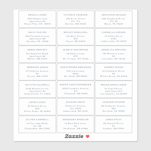 Marine Modern Bold Bruiloft Gast Adres Sticker (Vel)