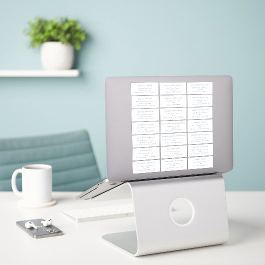 Marine Modern Bold Bruiloft Gast Adres Sticker (Laptop op bureau)