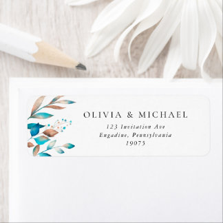 Marine Modern Groen Rustiek Bruiloft Adres Label