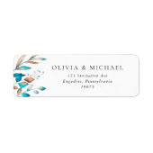 Marine Modern Groen Rustiek Bruiloft Adres Label (Voorkant)