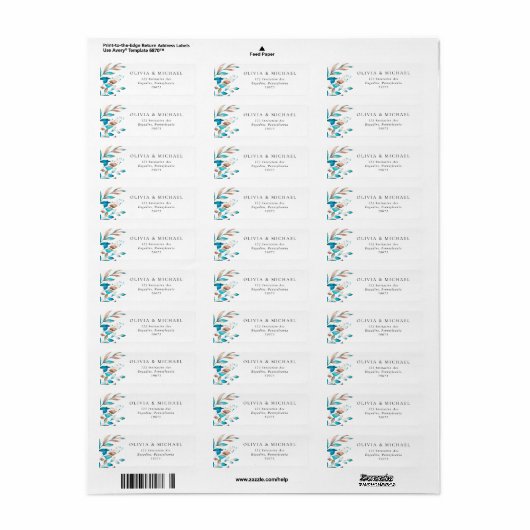 Marine Modern Groen Rustiek Bruiloft Adres Label (Full Sheet)
