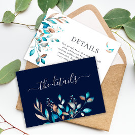 Marine Modern groen rustieke bruiloft Informatiekaartje