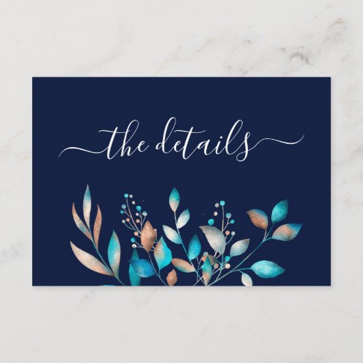Marine Modern groen rustieke bruiloft Informatiekaartje (Achterkant)