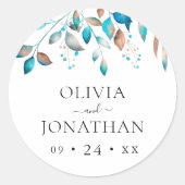 Marine Modern groen rustieke bruiloft Ronde Sticker (Voorkant)