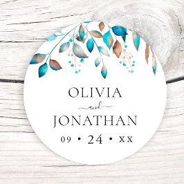 Marine Modern groen rustieke bruiloft Ronde Sticker