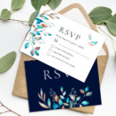 Marine Modern groen rustieke bruiloft RSVP Kaartje