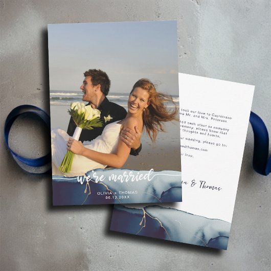 Marine Modern Photo Beach Elopement Aankondiging