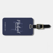 Marine Modern Script Gepersonaliseerde Groomsmen Bagagelabel (Voorkant horizontaal)
