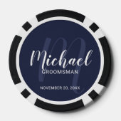 Marine Modern Script Gepersonaliseerde Groomsmen Poker Chips (Achterkant)
