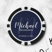 Marine Modern Script Gepersonaliseerde Groomsmen Poker Chips