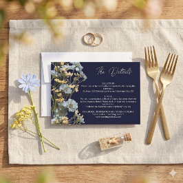 Marine moderne bloemendetails bijkaart RSVP kaartje