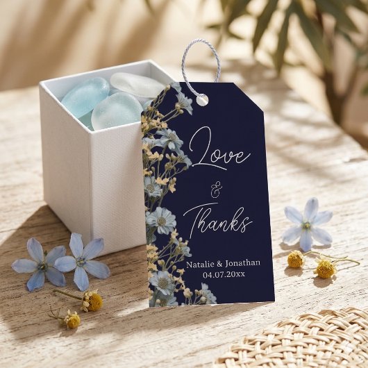 Marine moderne bloemige trouw-hartelijk dank cadeaulabel