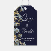 Marine moderne bloemige trouw-hartelijk dank cadeaulabel (Voorkant)