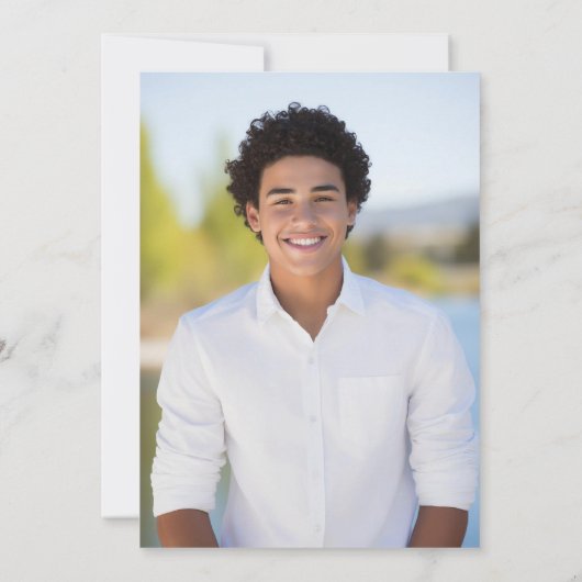 Marine Moderne Eenvoudige Typografie Afstudeerfees Kaart (Achterkant)