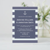 Marine moderne nautische bruiloft uitnodigingen (Staand voorkant)