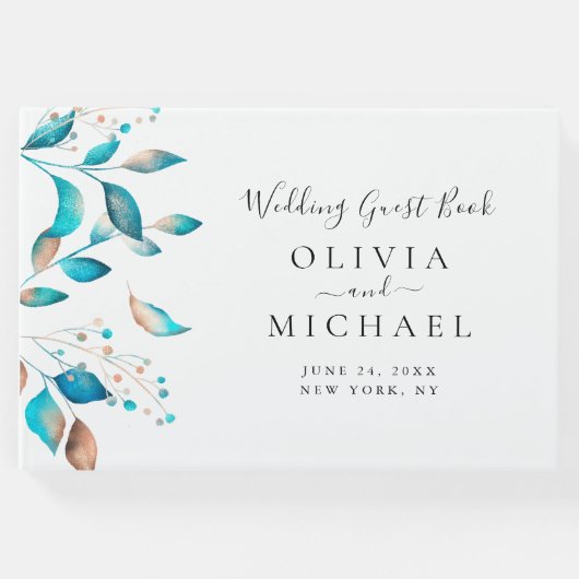 Marine moderne rustieke bruiloft gastenboek (Voorkant)