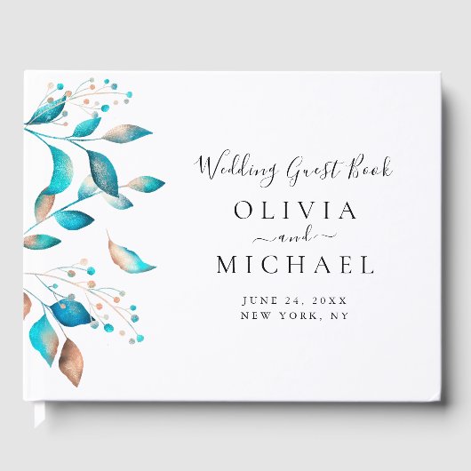 Marine moderne rustieke bruiloft gastenboek (Voorkant)