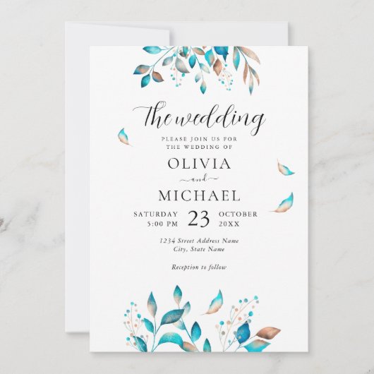 Marine moderne rustieke bruiloft kaart (Voorkant)