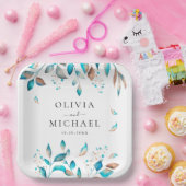 Marine moderne rustieke bruiloft papieren bordje (Feest)