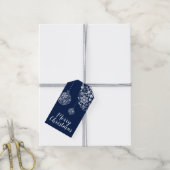 Marine Moderne Sneeuwvlokken Kerstcadeau Labels Cadeaulabel (Met Touw)
