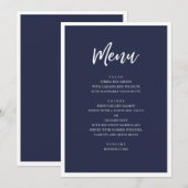 Marine moderne trouwdiner. Eenvoudig minimalistisc Menu (Voorkant / Achterkant)
