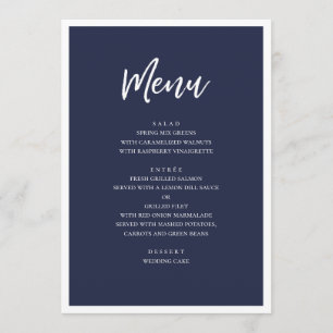 Marine moderne trouwdiner. Eenvoudig minimalistisc Menu
