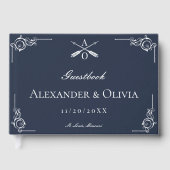 Marine Monogram en pijlen Bruiloft Gastenboek (Voorkant)