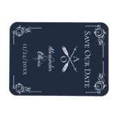 Marine Monogram en pijlen opslaan van de datum Magneet (Horizontaal)