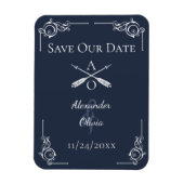 Marine Monogram en pijlen opslaan van de datum Magneet (Verticaal)