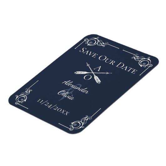 Marine Monogram en pijlen opslaan van de datum Magneet (Linkerzijde)