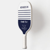 Marine Monogram Kust Nautical Strepen Strand Pickleball Paddle (Links)
