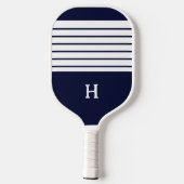 Marine Monogram Kust Nautical Strepen Strand Pickleball Paddle (Achterkant)