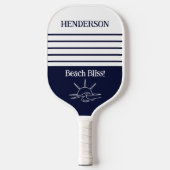 Marine Monogram Kust Nautical Strepen Strand Pickleball Paddle (Voorkant)