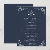 Marine Monogrammen en pijlen repetitie diner Kaart (Voorkant / Achterkant)