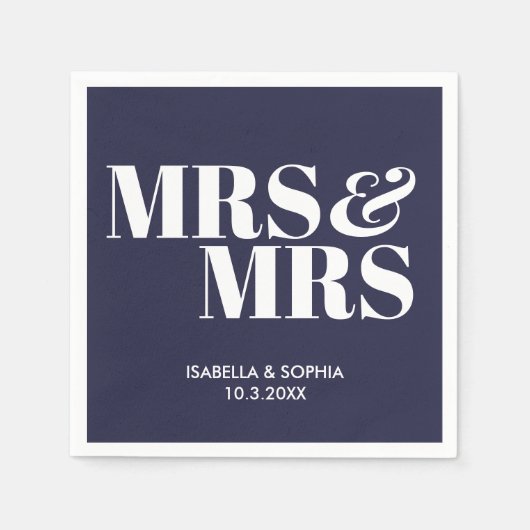 Marine Mrs & Mrs Bride gepersonaliseerde bruiloft  Servet (Voorkant)