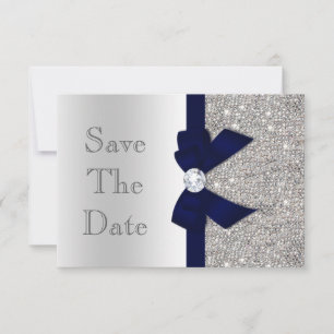 Marine Nagemaakte Boog & Diamanten Zilver Save The Date