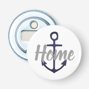 marine nautical ANCHOR + grijs HOME script Button Flesopener