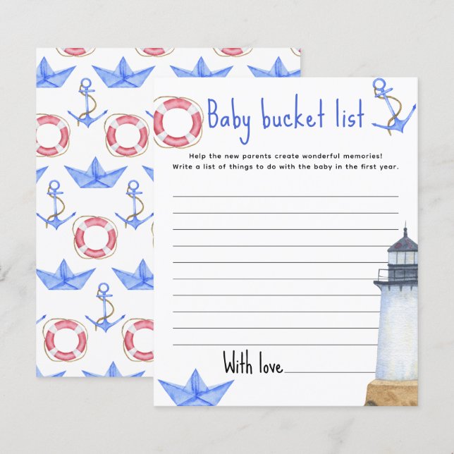 Marine nautical - Baby bucket list (Voorkant / Achterkant)