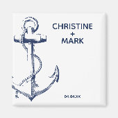 Marine Nautical Sketch Anker Bruiloft Magneet (Voorkant)