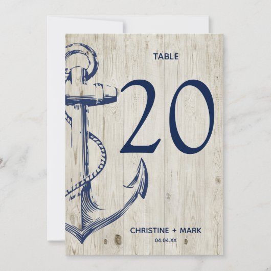 Marine Nautical Sketch Anker Rustiek Hout Kaart (Voorkant)