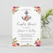 Marine Nautisch Anker Bloemen Trouwkoppels Douche Kaart (Staand voorkant)